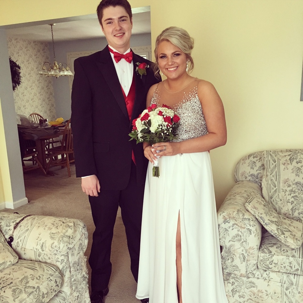 White sequin prom dress