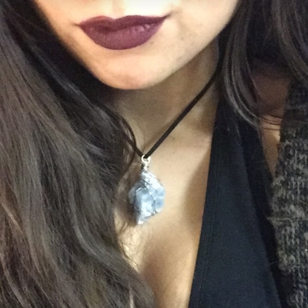 💔sold💔Wire wrapped blue calcite necklace