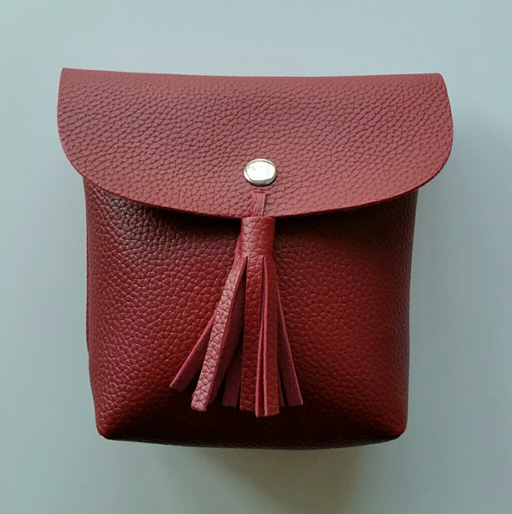 Vegan Leather Tassel Crossbody Bag - Red - Picture 2 of 4