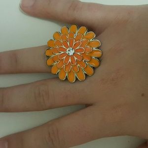 Orange flower metal ring
