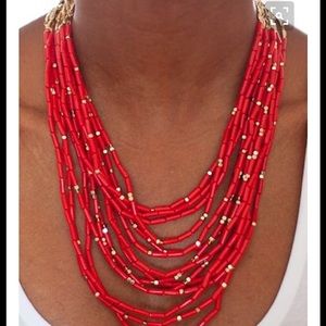 Stella & Dot Bohemian Coral Campari Necklace