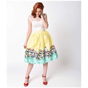 yellow Lindy Bop Venice border skirt