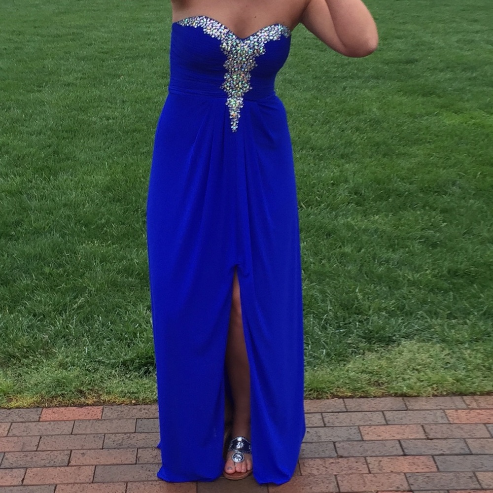 Blue prom dress.