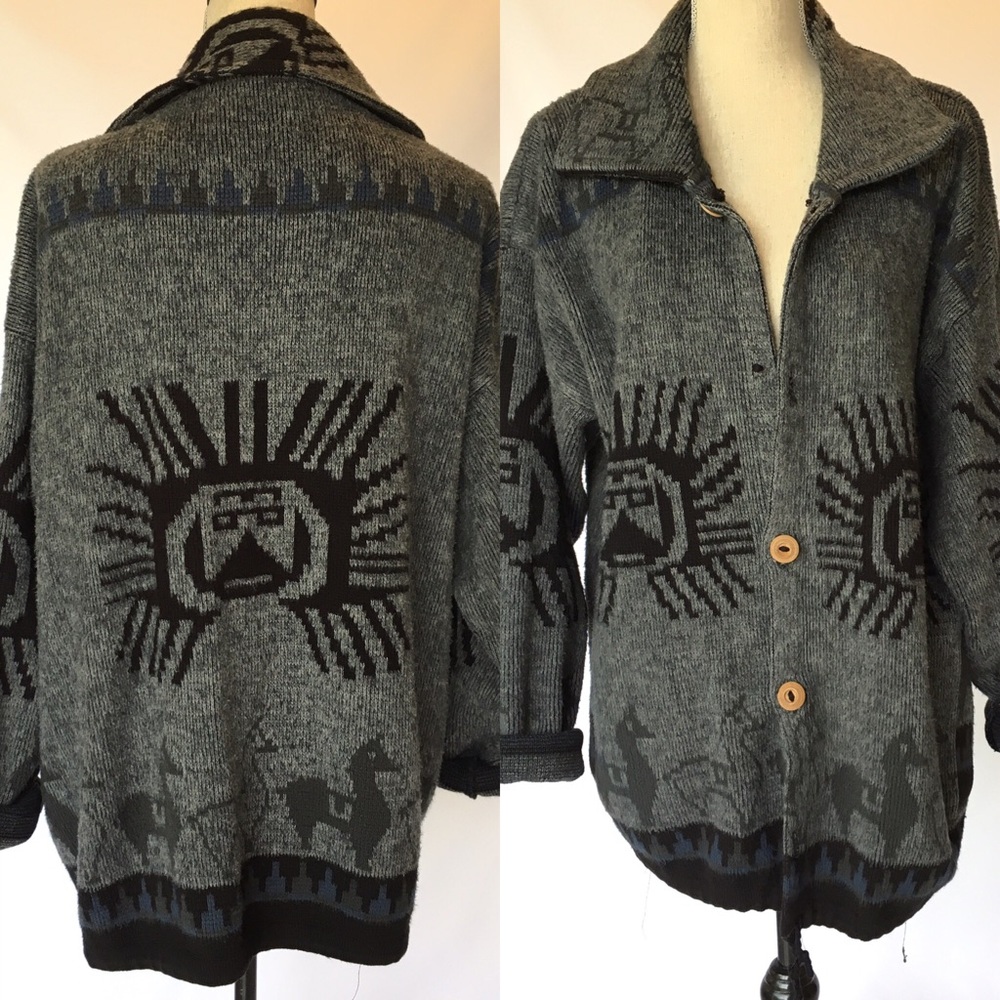 Vintage wool alpaca sweater men's women's oversize