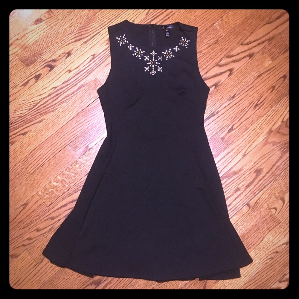 Black Snowflake Neckline Fit & Flare Dress