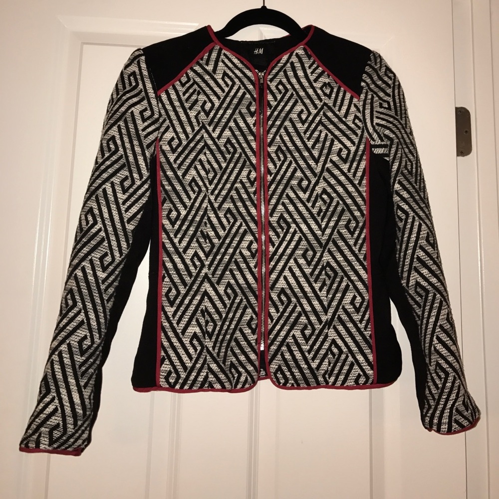 H&M jacket with geo embroidered patterned, sz 4