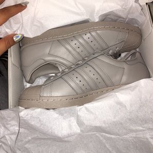 Custom made adidas super star leather grey
