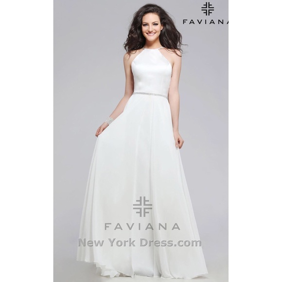 Faviana White Prom Dress Style 7761 Size 2
