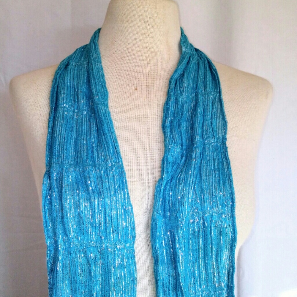 Silver Metallic Accent Turquoise Scarf