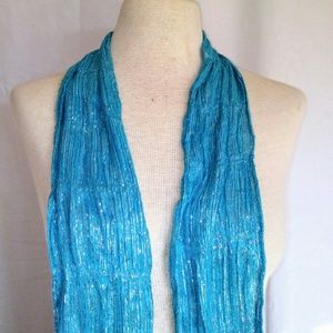 Silver Metallic Accent Turquoise Scarf