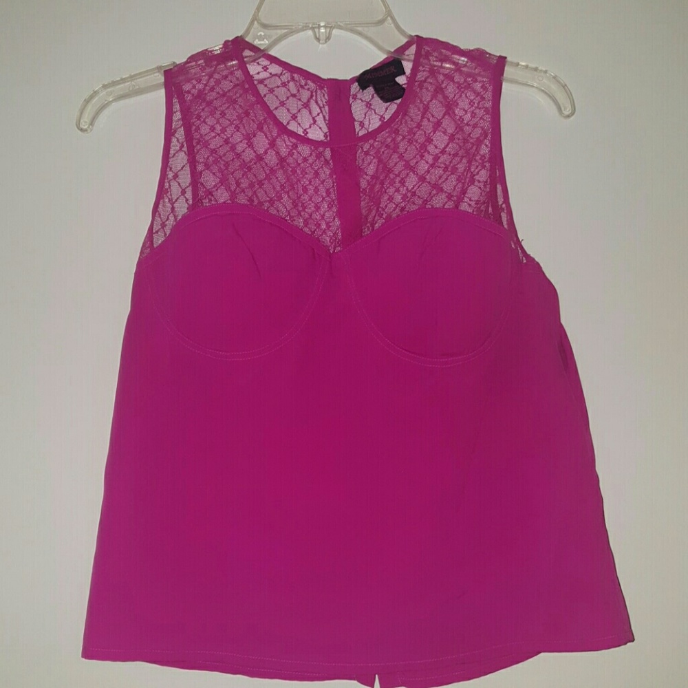 Mimmer fitted Lace hot pink tank