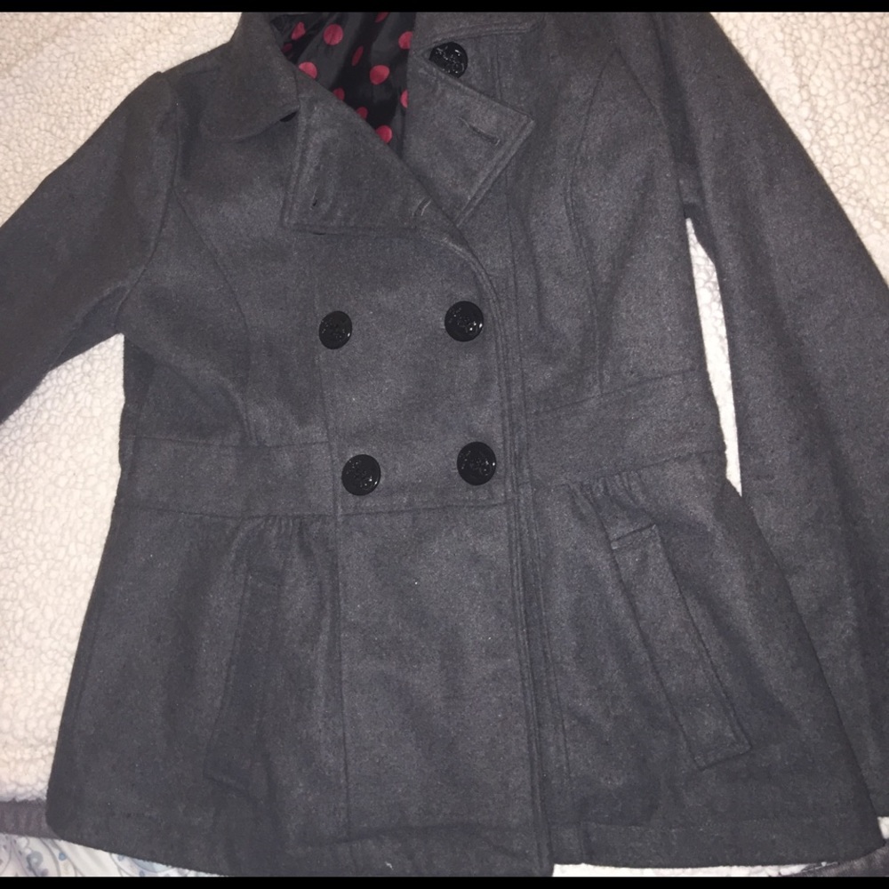 Women's Grey wool Pea Coat size L