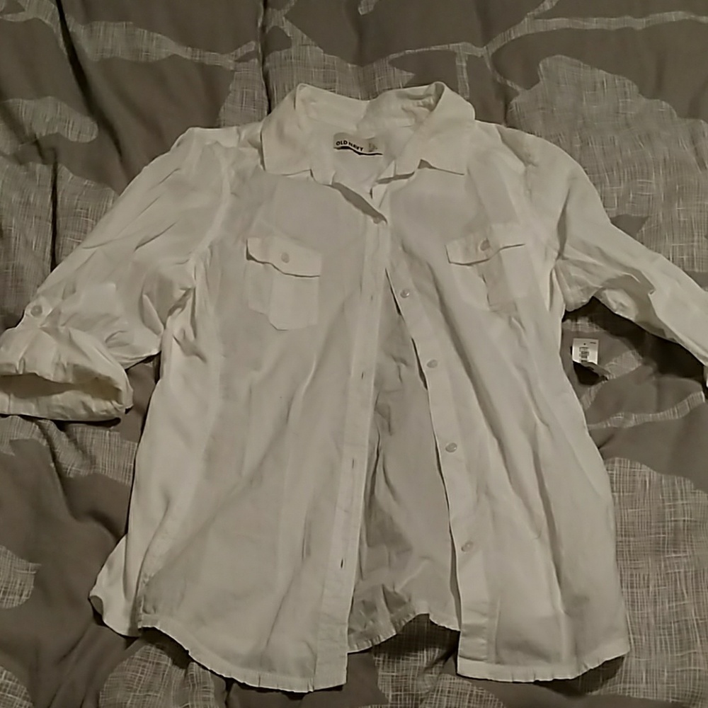 Old navy white long sleeve or rolled up 3/4
