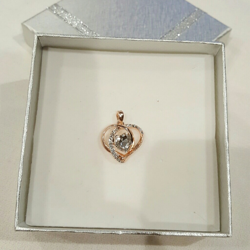 Rose gold CZ embellished Double heart pendant
