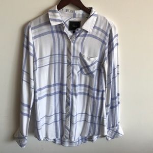 Rails white and light blue plaid flannel