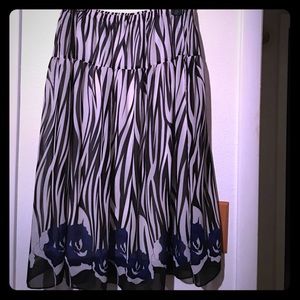 Zebra print skirt with navy blue flowers
