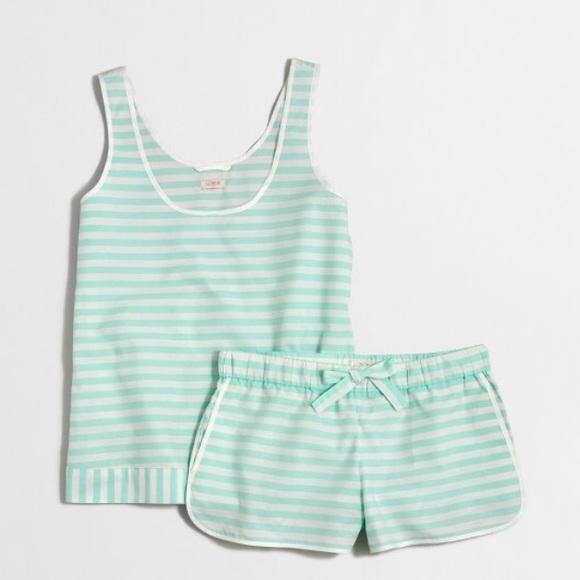 J. Crew Other - J.Crew Cotton Green Striped Pajama Tank Top