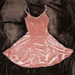 Urban Renewal Crushed Velvet Blush Pink Dress