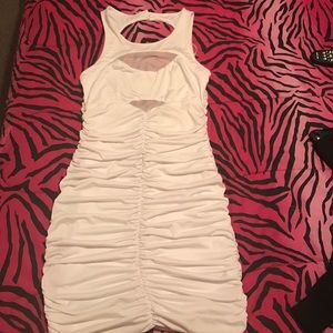 White party dress with see thru mesh