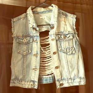 Distressed crop jacket