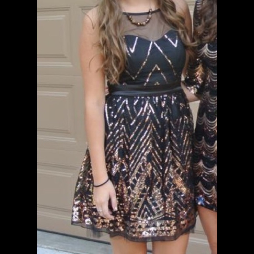 Black Copper Sequin Dress