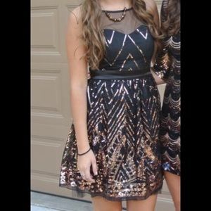 Black Copper Sequin Dress