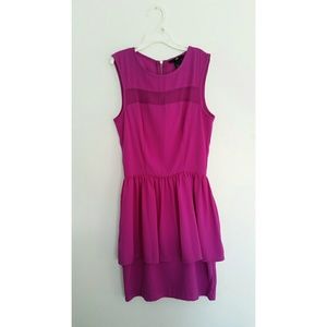 Peplum Dress w/ Mesh Panel