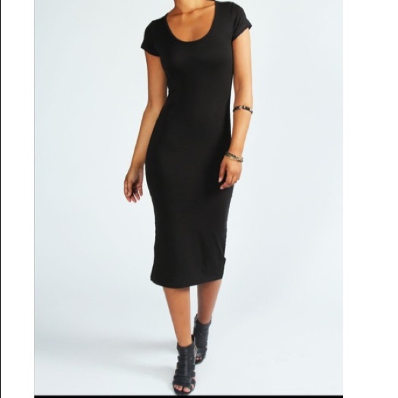 ✨LAST ONE✨Black cap sleeves midi dress - Picture 2 of 7