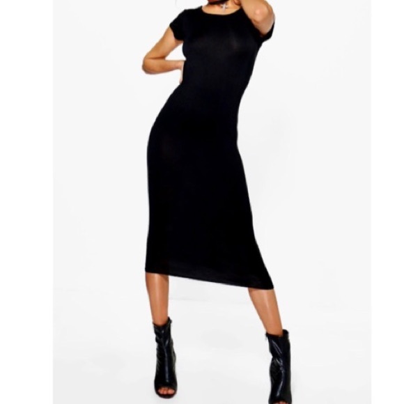 ✨LAST ONE✨Black cap sleeves midi dress - Picture 6 of 7