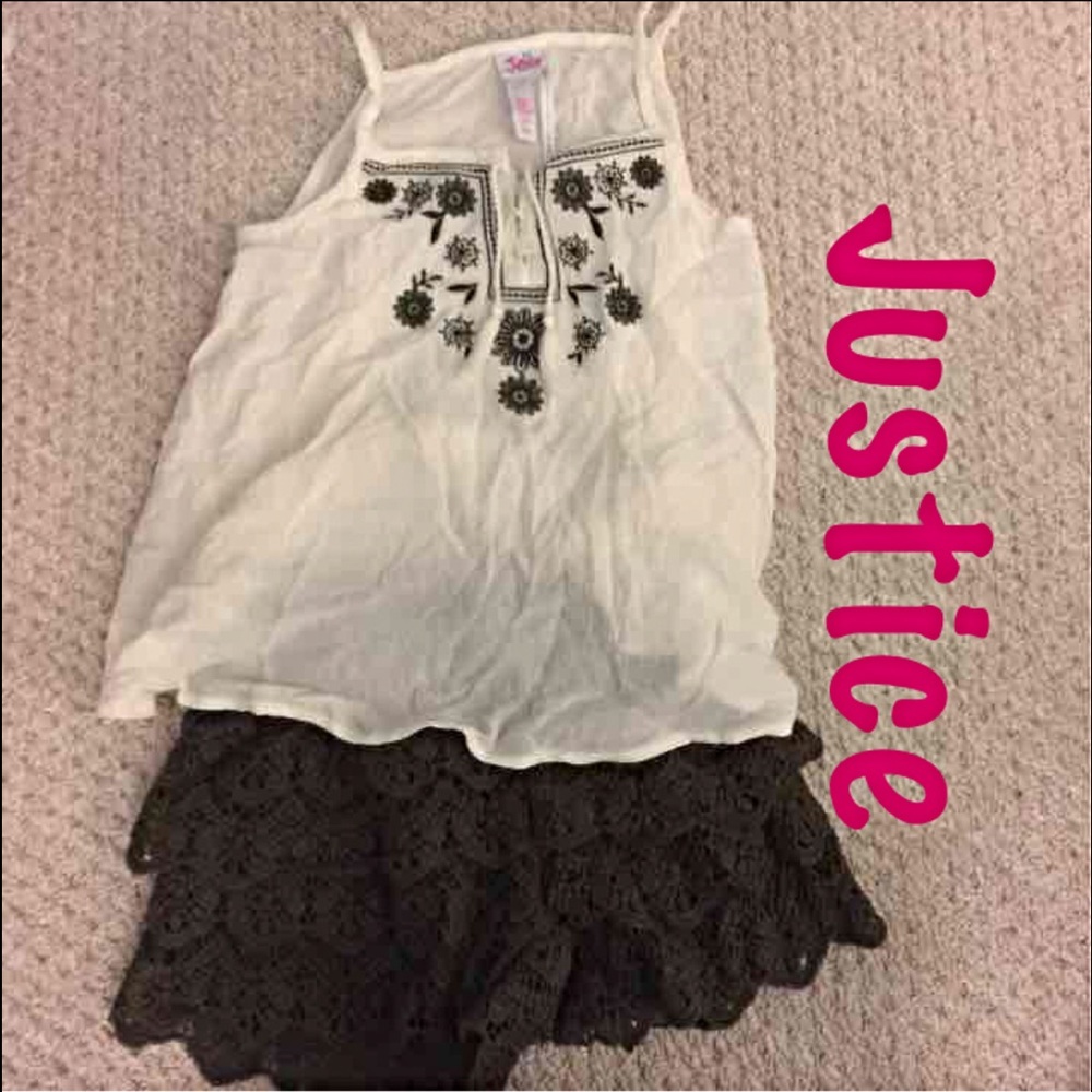 Girls Justice top and shorts size 10