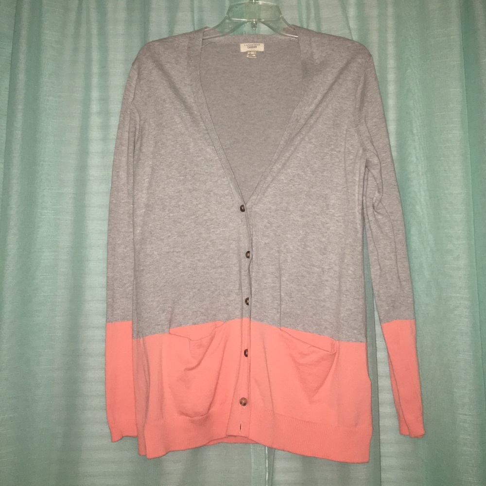 Gray and coral cardigan