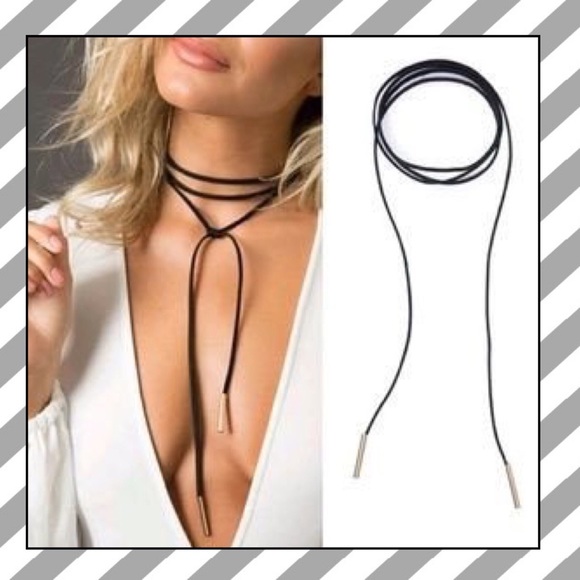 Simple & Fabulous Suede Lariat Tie Choker Necklace - Picture 2 of 3