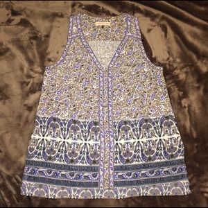 ❌Sold❌Rebecca Taylor Blue Taupe Floral Print Top