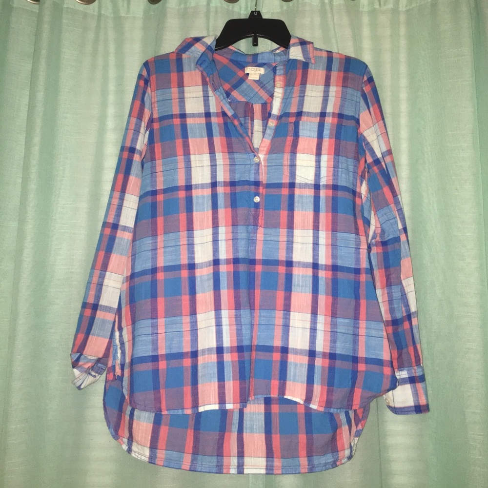 J Crew pastel plaid top