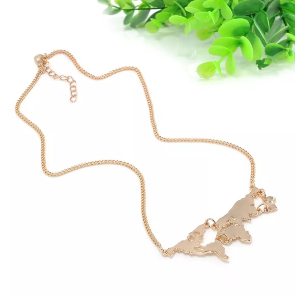 Gold World Map Necklace - Picture 3 of 3