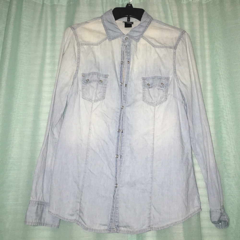 Light denim button-down top