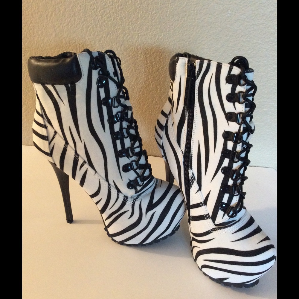 Zebra print ankle boots