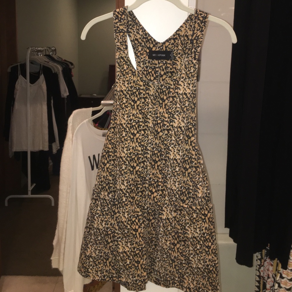 MINKPINK leopard print corduroy pinafore dress