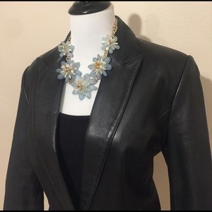 🕶 Soft black leather one button blazer🕶