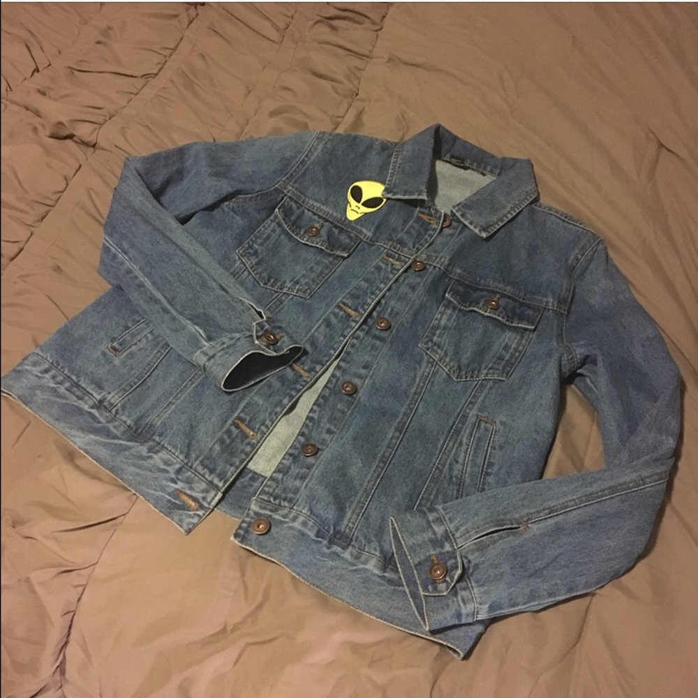 Classic Denim Jacket with Alien Patch