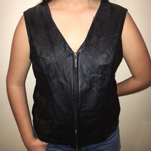 VINTAGE BLACK Leather Vest