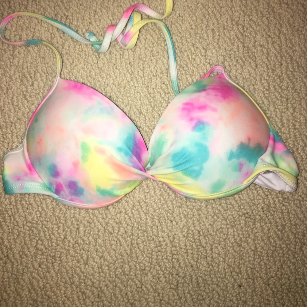 Rainbow tye dye bikini top push up