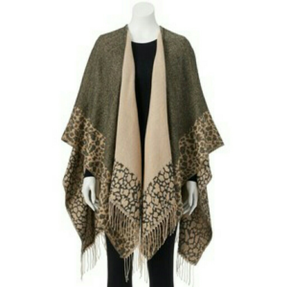Double Sided Reversible Leopard Print Ruana