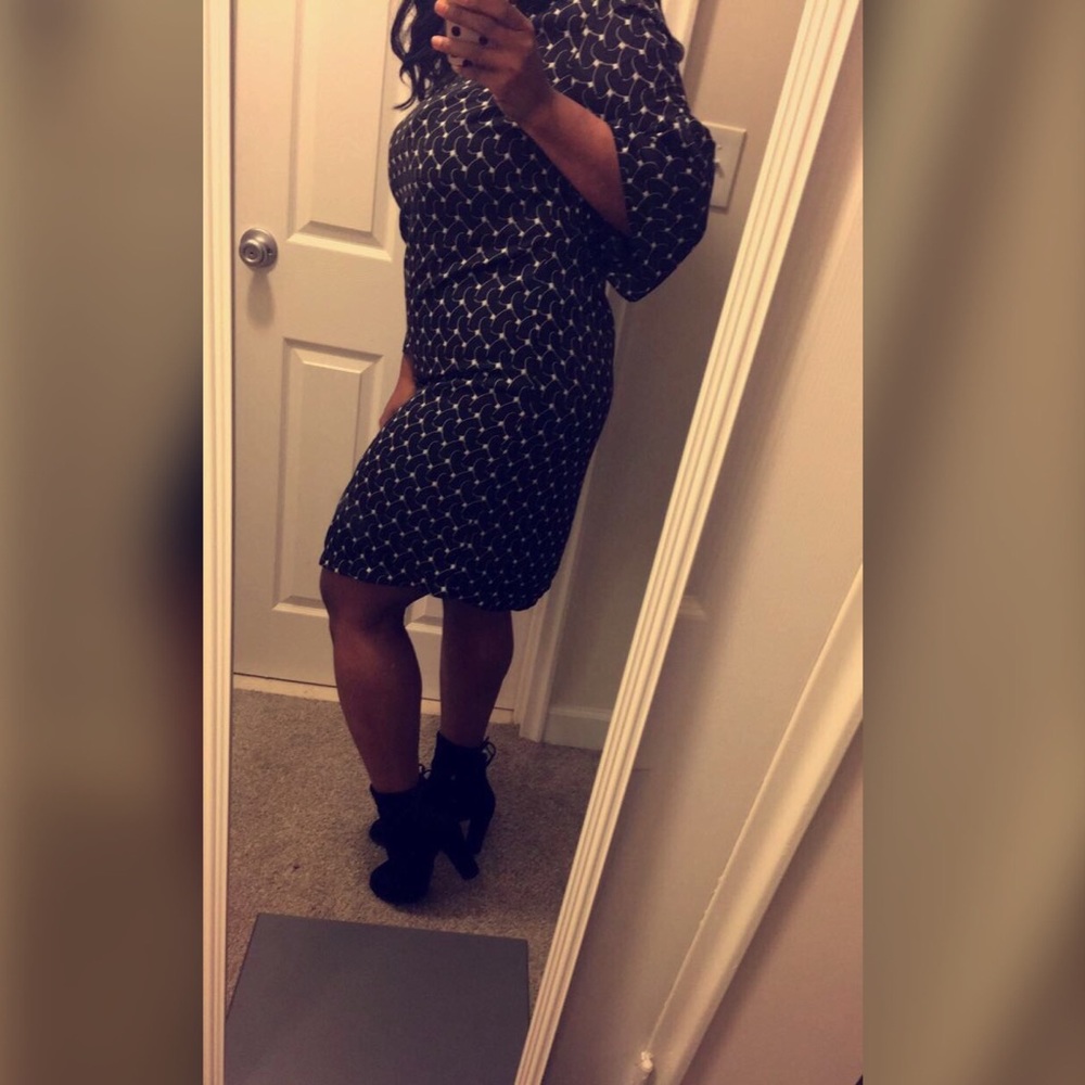 Black & white print satin dress