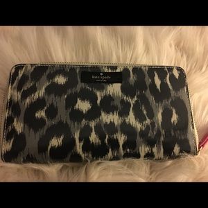 Kate spade black grey animal print wallet