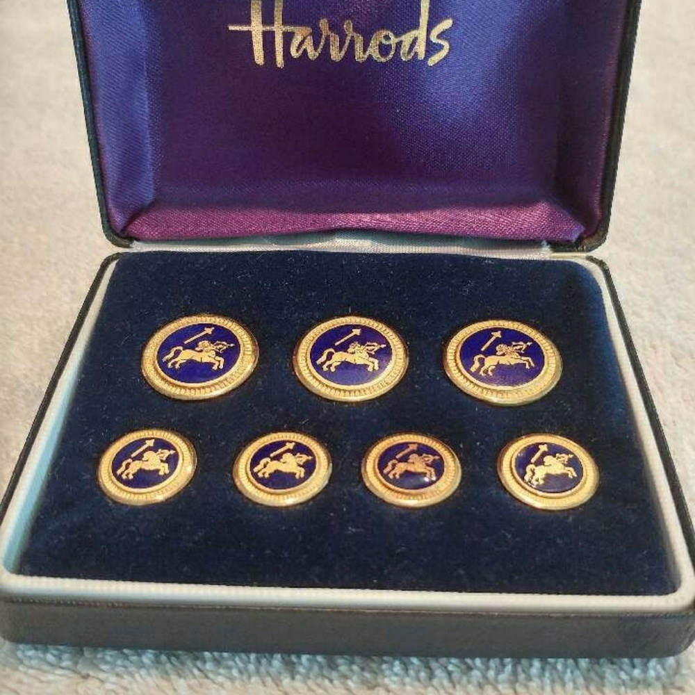 Vintage Harrods Brass Jacket Buttons Zodiac