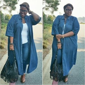 Eloquii Chambray Shirt dress worn as duster