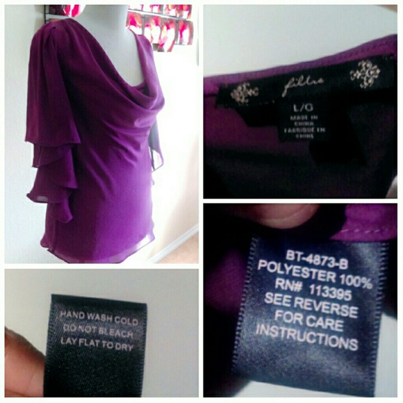 5 for $25 Purple Flutter Sleeve Top - Picture 3 of 8