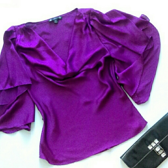 5 for $25 Purple Flutter Sleeve Top - Picture 4 of 8