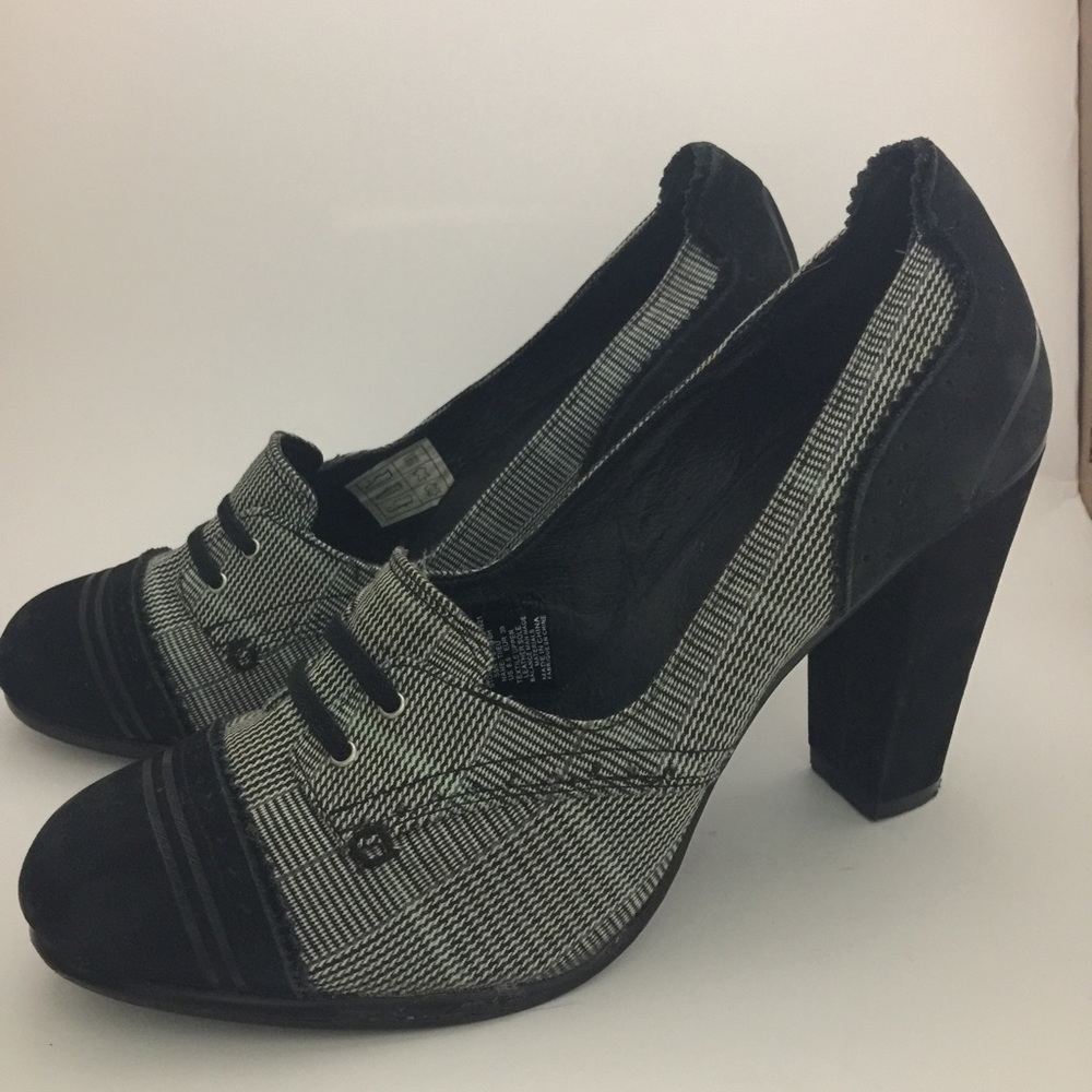 Diesel Cap Toe  Chunky Heel Plaid Black 8.5 Retro